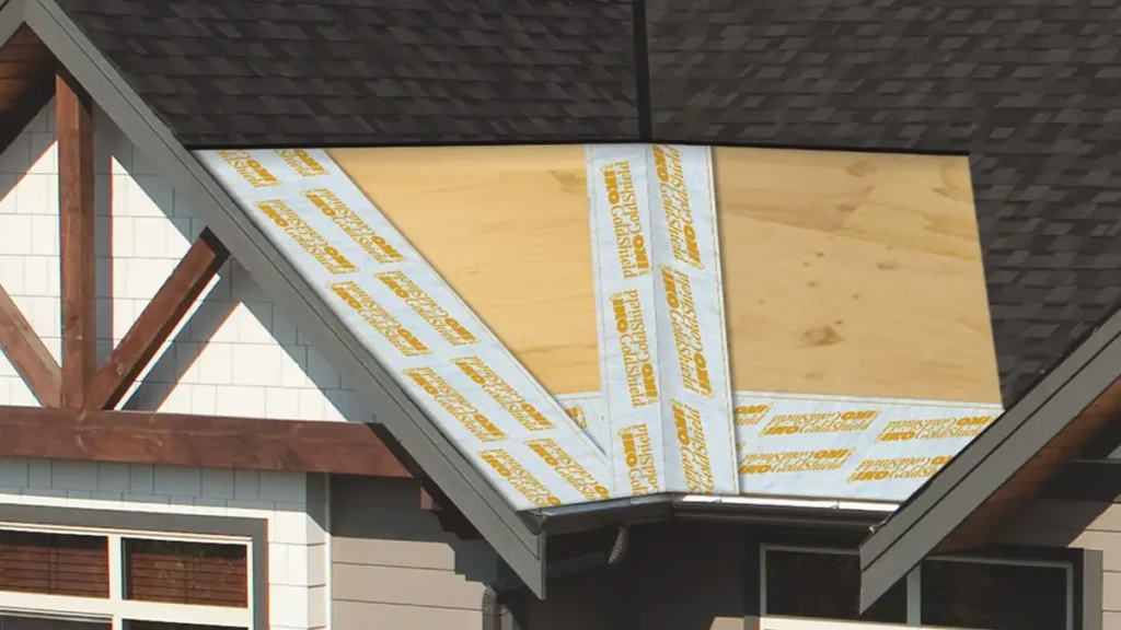 Ice and water shield being correctly installed at eaves