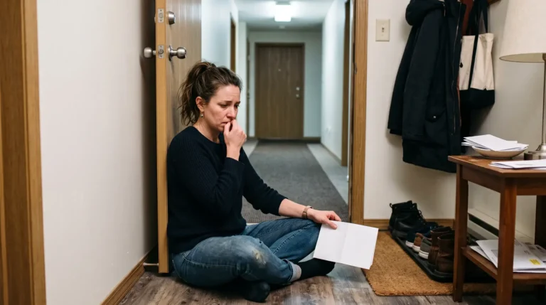 Condo owner reading a loss assessment letter after an HOA special assessment