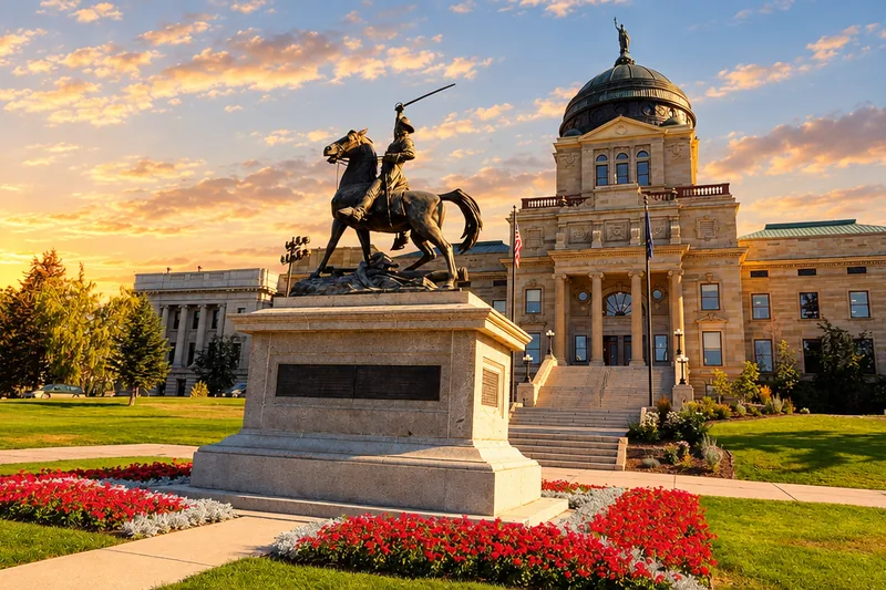 Helena Montana downtown and State Capitol area at golden hour