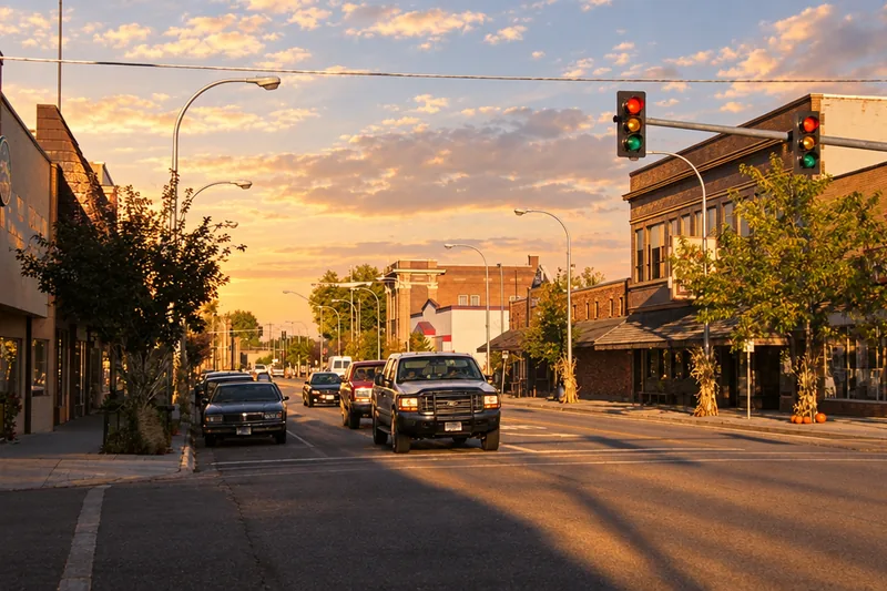 Main Street Miles City Montana at golden hour