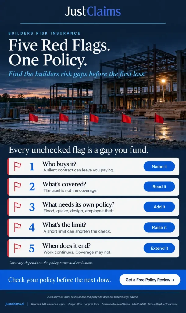 Builder's risk insurance red flags: who buys it, what's covered, exclusions, limits, and term